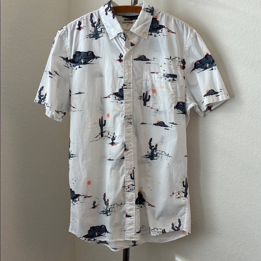 GoodThreads Poplin Standard Fit Short Sleeve EUC Quirky 100% cotton sz M/T